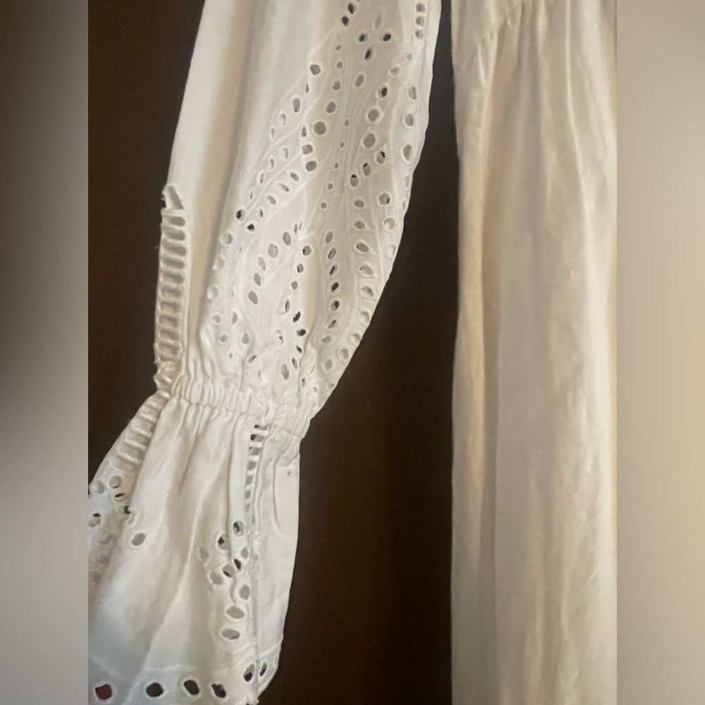 The Kooples White Long Sleeve Mandarin Collar Gown %100 cotton - Picture 2 of 6